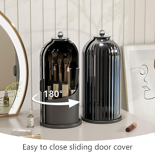 360 Rotating Makeup Brush Holder with Lid