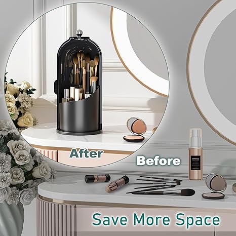 360 Rotating Makeup Brush Holder with Lid