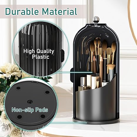 360 Rotating Makeup Brush Holder with Lid