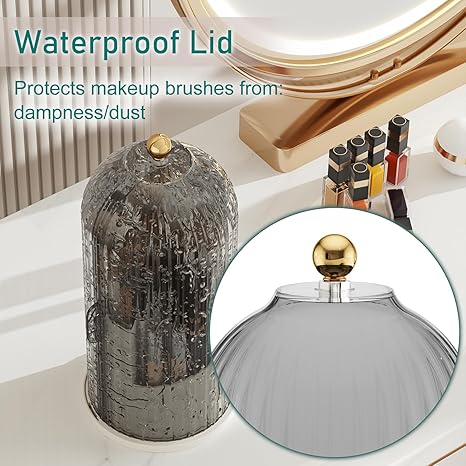 360 Rotating Makeup Brush Holder with Lid